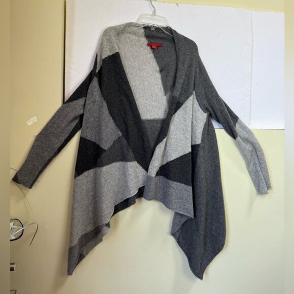 Saffron Cashmere Cardigan Open Color Block Graphic Sweater Knit Lightweight S - Picture 11 of 16